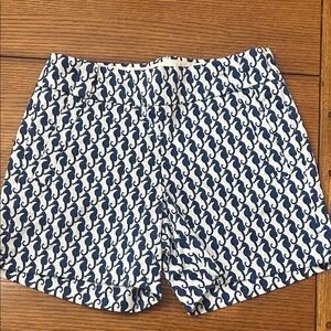 J. Crew Navy and White Seahorse Pattern Shorts